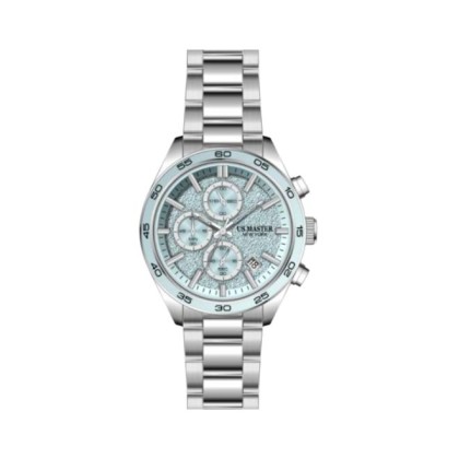 U.S Master Polo Club USM-FE02-SL-LB Light Blue Dial Solid Steel Band Men Watch 